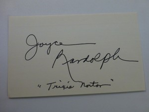 Joyce Randolph Signed Index Card with COA