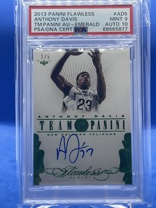 2013-14 Flawless ANTHONY DAVIS Team Panini Emerald Auto 1/5 PSA9