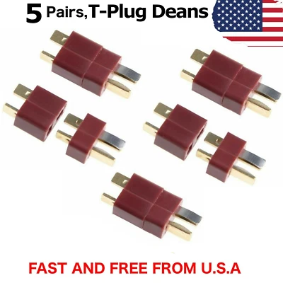 5 Pairs T-Plug Red Deans Connectors Male & Female For RC LiPo Battery - Image 1 of 4
