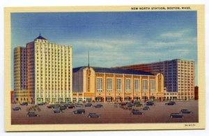 "New North Station, Boston, Mass" Early Image Vintage Linen Postcard - Picture 1 of 2