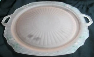 Vtg Depression Anchor Hocking Mayfair Pink Open Rose 14" Camphor Glass Platter - Picture 1 of 5