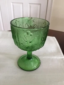 Vintage St Patrick’s Day Leafy Green Glass Goblet-Candy Dish-Dessert Dish - Picture 1 of 4