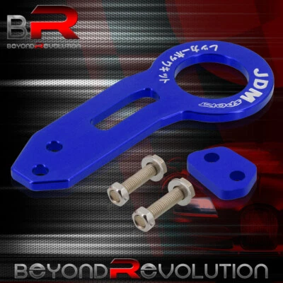 Anillo de gancho de remolque trasero universal JDM Sport brazo de montaje de remolque de aluminio azul Foto 1 de 3
