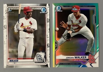 2 Bowman Jordan Walker: 2020 1st Chrome, 2021 Chrome Aqua Refractor 117/125 - Image 1 of 3