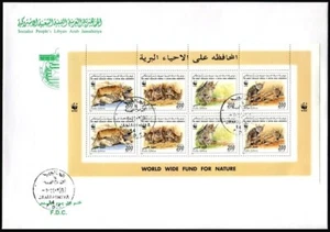 LIBYA 1997 WWF Felis lybica - minisheet (Libyan FDC) - Picture 1 of 2
