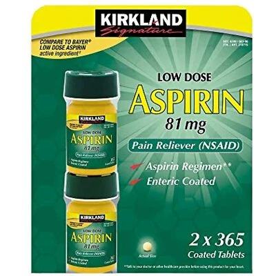 Kirkland Signature LOW Dose Aspirin 81mg Pain Reliever Aspirin Regimen Safety - Image 1 of 4