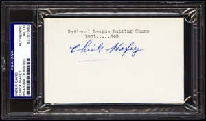 **Chick Hafey Signed Autographed Index Card Encapsulated PSA/DNA** - Picture 1 of 2