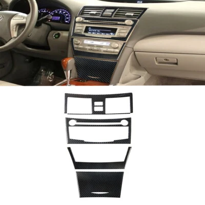 Cubierta del panel de control de la consola central de fibra de carbono 4 piezas para Toyota Camry 2007-11  Foto 1 de 4