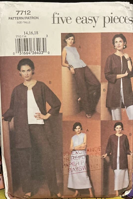 Vogue Pattern 7712 Size 14-18 five easy pieces sewing pattern - Image 1 of 2
