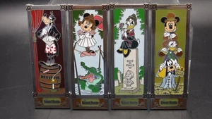 Disney 2009 Haunted Mansion Stretching Portrait Pins Set Of 4 Mickey Goofy Daisy - Picture 1 of 2