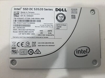Dell Intel DC S3520 120GB SATA 2.5" 6Gb/s RI MLC SSD SSDSC2BB120G7R 394XT - Image 1 of 3