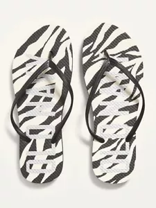 Neu mit Etikett Old Navy Logo Grafik Flip Flops Zehenstegsandalen Wild Zebra Damen 7 8 9 - Bild 1 von 2