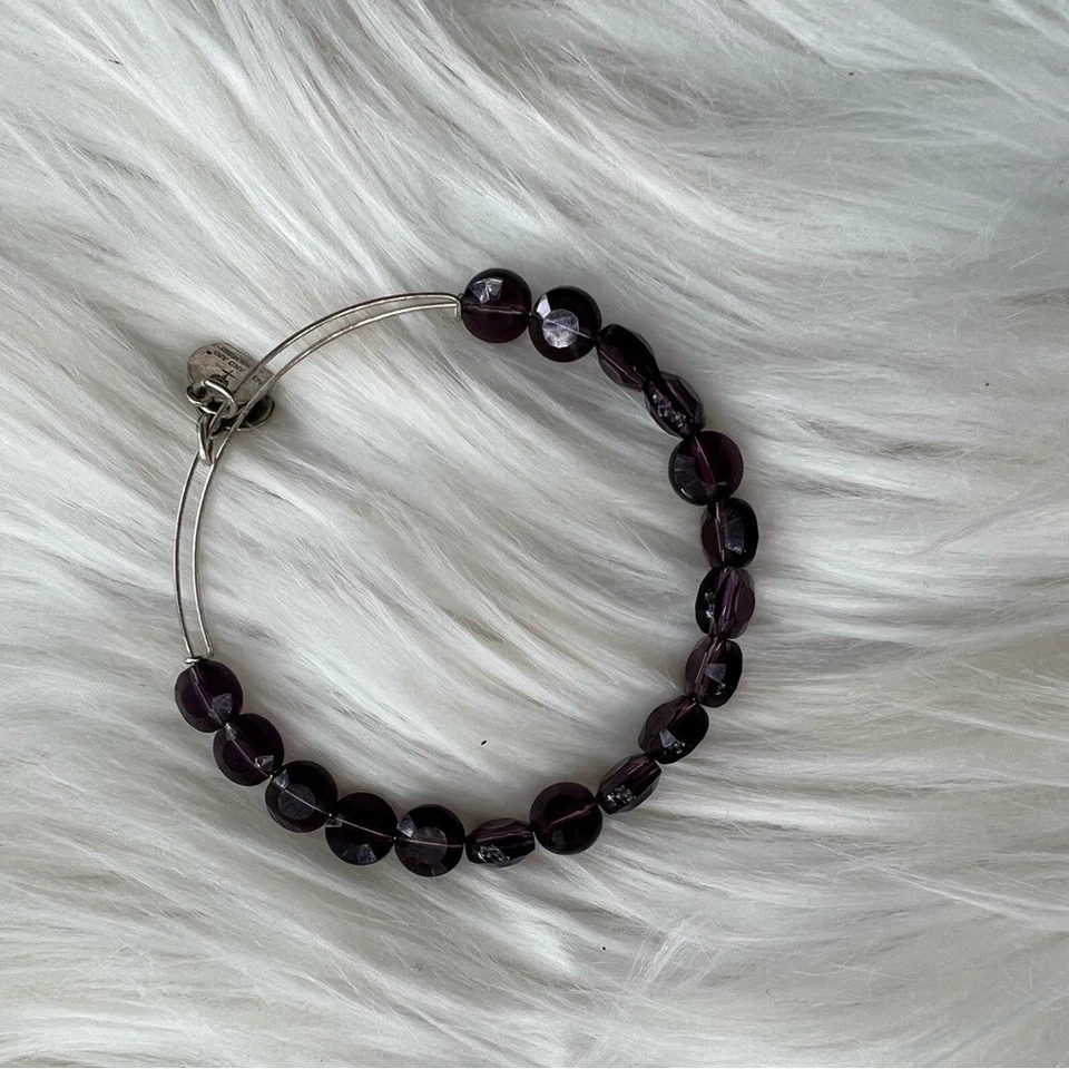 Brazalete Brazalete Alex and Ani Brillante Plata y Cristal Púrpura Cuentas Foto 1 de 1