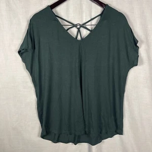 Papermoon Women’s Top Large Green Cap Sleeve Scoop Neck Bondage Back - Picture 1 of 6