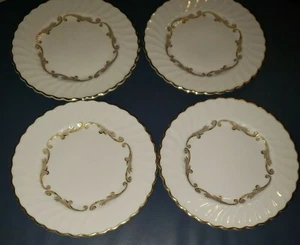 Vintage Syracuse China (USA) Baroque - white/gold scrolls lot of 4 bread - Picture 1 of 4