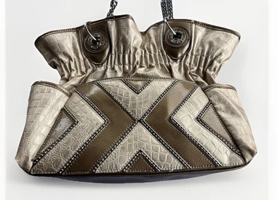 Bolso de Hombro Y2K Kathy Van Zeeland Metálico Dorado Bronce Boho Soho Correa de Cadena Foto 1 de 4