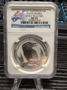 2012 P Australia $1 KOOKABURRA 1oz Silver .999 NGC MS70 - Light Spotting ER Ag - Picture 1 of 2