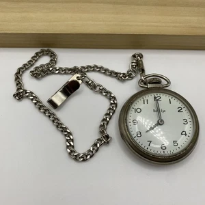 Orologio da tasca Westclox Bull's Eye carica funzionante vintage USA, ricambi/riparazione funzionante - Foto 1 di 7