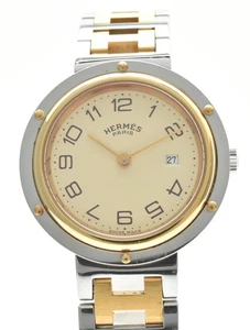 Reloj Unisex Cuarzo Vintage [CASI COMO NUEVO] HERMÈS Clipper Marfil Fecha 30mm - Imagen 1 de 13