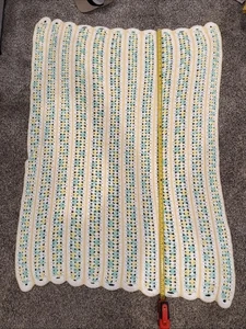 "Manta afgana de ganchillo hecha a mano blanca brillante amarilla verde 59""x45""" - Imagen 1 de 5
