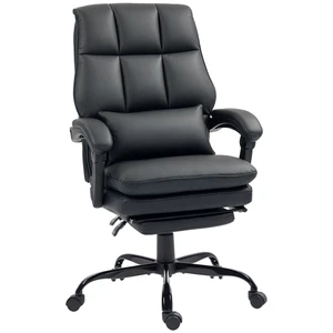 HOMCOM Executive Office Chair, PU Leather Desk Chair with Armrests Black - Picture 1 of 11
