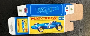 Matchbox #52a B.R.M. Racing Car ‘68-‘70 Type F Repro Box - Picture 1 of 2
