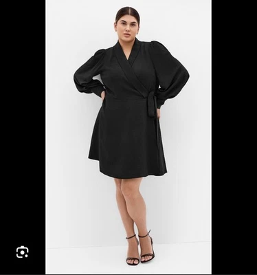 City Chic Womens Plus Size 18 Pymble Place Black Wrap Dress NWT Long Sleeves - Image 1 of 4