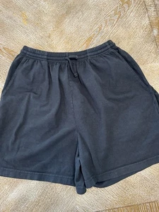 FRISCHE PRODUKTE schwarze Shorts großer Kordelzug Taille 28” Schrittlänge 5” hoher Bund Baumwolle - Bild 1 von 5