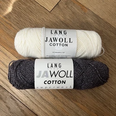 Lang Yarns Jawoll Cotton Superwash Sock Yarn - 2 colors 98g total - 0001 & 0168 - Image 1 of 4