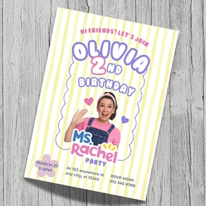 Ms Rachel birthday invitation 5x7 digital invitation ready in 24 hours! - Picture 1 of 2