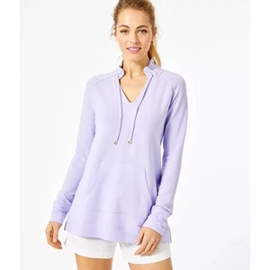 Lilly Pulitzer Cassi Luxletic XS Tunika Oberteil V-Ausschnitt Lavendel Pullover Langarm - Bild 1 von 13