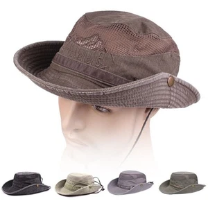 Outdoor Safari Bush Walking Mens Fishing Cap Retro Cargo Bucket Sun Hat - Picture 1 of 13