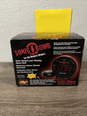 Sonic Bomb Dual Extra Loud Alarm Clock w/ Bed Shaker Black Sonic Alert OPEN BOX - Image 1 of 2