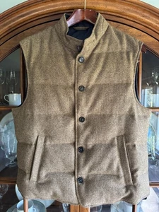 Sid Mashburn Down Vest Brown Tweed Wool Medium - Picture 1 of 4