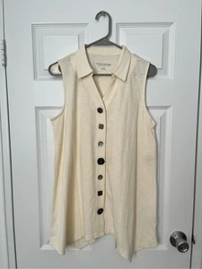 Blusa suave envolvente mediana para mujer color crema botón arte artesanía - Imagen 1 de 5