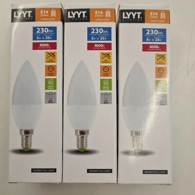 LYYT E14 CANDLE SHAPE NATURAL WHITE 25W X3 *D43 - Image 1 of 2
