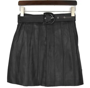 SANDRO Leena Skirt Women's SMALL Mini Lamb Leather Belted - Picture 1 of 8