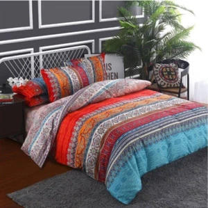 Bohemian Anthro Style Microfiber Duvet Cover & Shams Set Queen Size - Picture 1 of 6