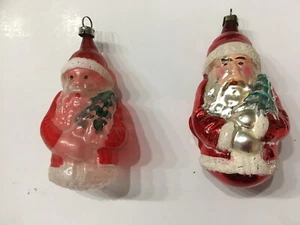 2 Vintage Santa's Christmas Mercury Glass Ornaments - Picture 1 of 6