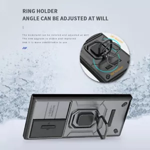Ring Holder Stand Sliding Lens Protection Case For Samsung Galaxy S23 Ultra Plus - Picture 1 of 20