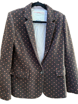 Chaqueta Blazer Anthropologie Cartonnier Marrón Talla Mediana Rosa Lunares Botón Foto 1 de 4