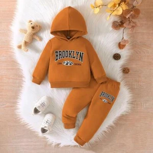 Girls Boy 3 -24 Months Sport Letter Long Sleeve Hoodie Tee Long Pants Outfit Tod - Picture 1 of 25