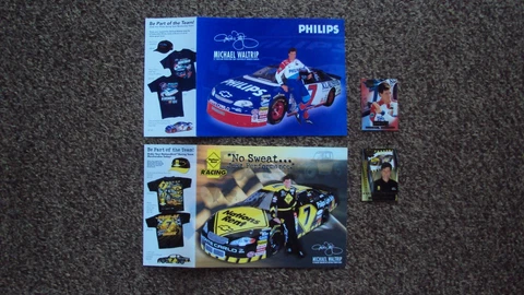 Lot of 4 different - Michael Waltrip #7 " NATIONS RENT PHILIPS " NASCAR POSTCARD Cover