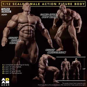 Muff Toys Adam 1/12 Male Strong Muscle Joint 6" Comic Actionfigur Körper mit Kopf - Bild 1 von 11