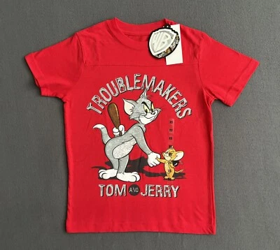 Warner Bros Kids Boys Tom And Jerry  Troublemakers T Shirt Size XS Red - Image 1 of 4