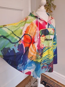 DESIGUAL Windbreaker 90s Lightweight Retro Poncho Splash Tie Dye - Picture 1 of 7