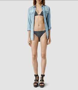 NEW All Saints TY Crush Bottom Swimsuit Swimwear WN015G US 8 UK 12 Allsaints BLK - Picture 1 of 10