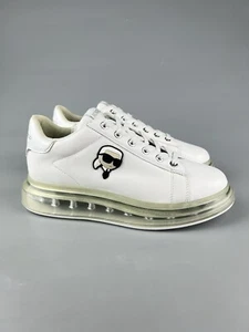 US 10 Karl Lagerfeld Iconic 3D Logo Women's White Leather Sneakers KL62630N-01S - Picture 1 of 10