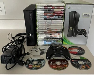 HUGE Xbox 360 S 250GB Console BUNDLE NICE 27 Games Controller Headset TESTED - Picture 1 of 2