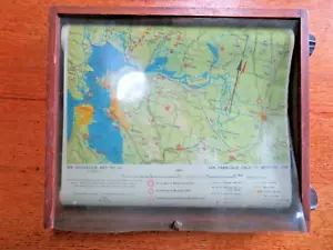 Rollo de mapas de navegación aérea experimentales de colección años 30 en caja de madera de piloto SF a O - Imagen 1 de 4